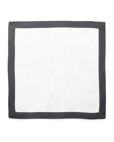 Matouk Casual Couture Boarder Square Placemats, Set Of 4 In Smoke Grey