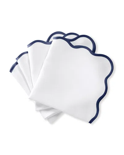 Matouk Casual Couture Scallop Napkins, Set Of 4 In Sapphire