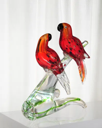Dale Tiffany Love Birds Decorative Art Glass Figurine In Red