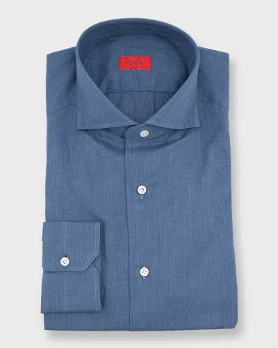 Isaia Men's Solid Chambray Sport Shirt In Blue