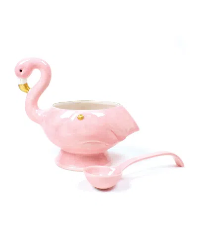 8 Oak Lane Flamingo Punch Bowl & Ladle Set In Pink