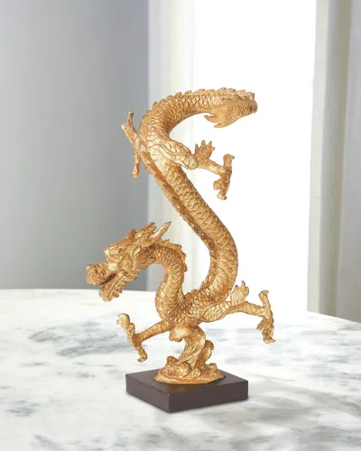 William D Scott Standing Dragon Sculpture In Gold Leaf