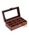 Bey-berk Men's 12-cufflink Leather Storage Box W/ Glass Top In Black