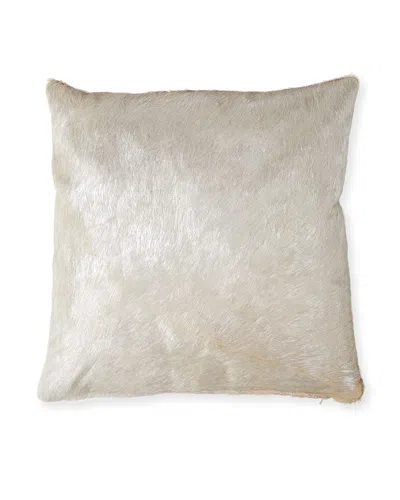 Massoud Hair Hide Pillow, 19"sq. In Silver