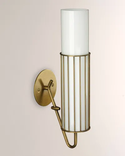 Jamie Young Torino Wall Sconce In Antique Brass And Opaque White Milk Glass