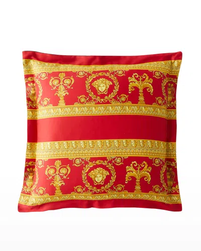 Versace Barocco Reversible Pillo In Red Black Gold