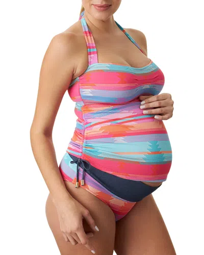 Pez D'or Maternity Azteca 2-piece Tankini Swimsuit In Multi Color W Denim