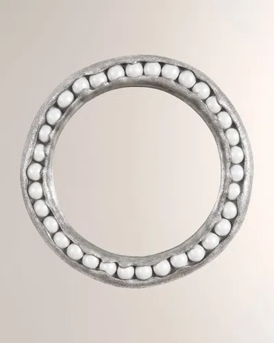 The Phillips Collection Pearl Round Mirror, Silver Leaf In White, Silver