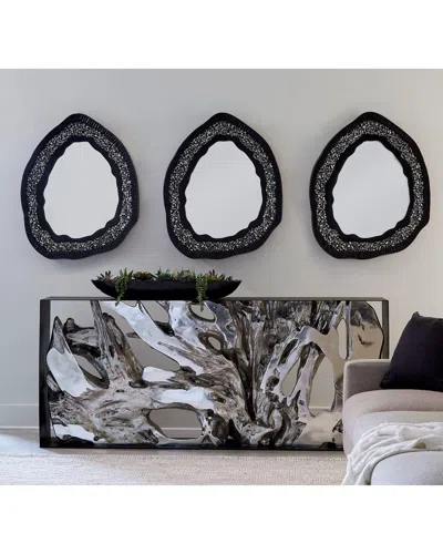 The Phillips Collection Geode Mirror In Black, Silver