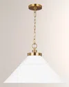 Visual Comfort Studio Wellfleet Medium Wide Pendant By Chapman & Myers In Matte White And Burnished Brass
