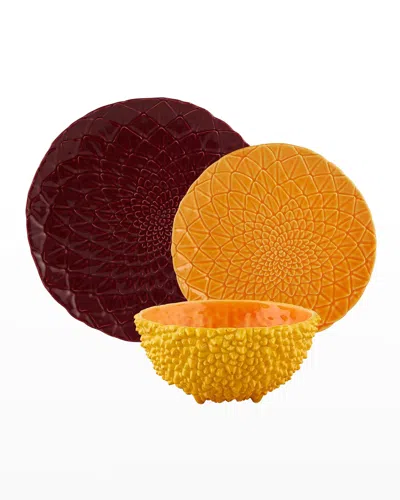 Bordallo Pinheiro Amazonia Dinnerweare Bowls, Set Of 3 In Yellow