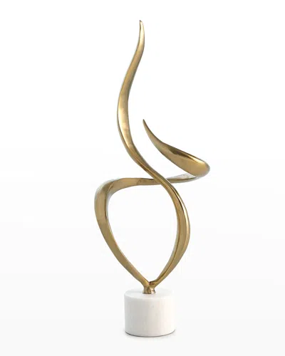 Global Views Swirl Sculpture In Antique Brass