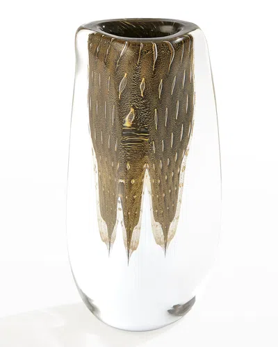 Global Views Triangular Bubbled Vase In Gold