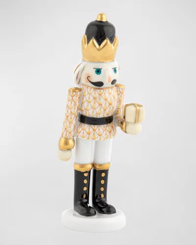Herend Nutcracker With Gift Figurine In Butterscotch