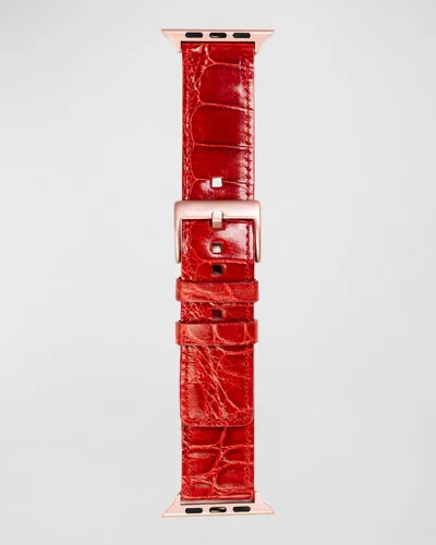 Abas Classic Alligator Apple Watch Band In Red