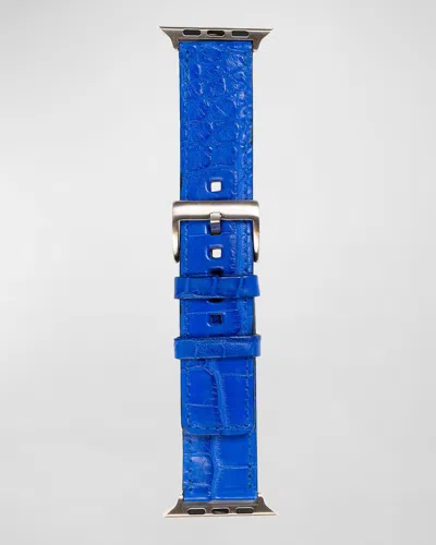 Abas Alligator Apple Watch Band In Electric Blue
