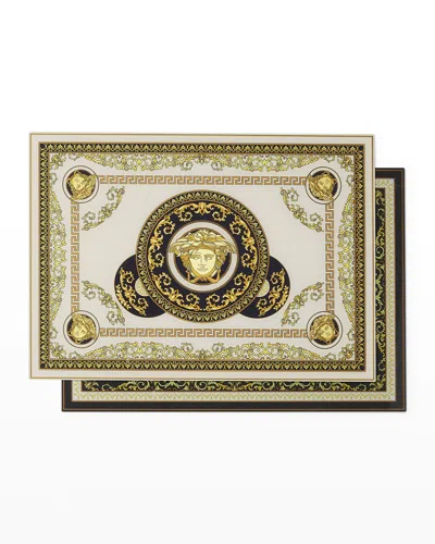 Versace Medusa Gala 2-piece Placemat Set In Bianco Oro Nero