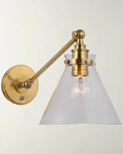 Visual Comfort Signature Parkington Single Library Wall Light In Antique-burnished Brass With Clear Glass By Chapman & Myers In Antique Brass