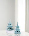 Port 68 Green Short Pagoda Table Accents, Set Of 2 In Celadon