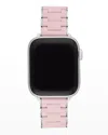 Michele Silicone Wrapped Stainless Steel Apple Watch Bracelet In Pink/silver