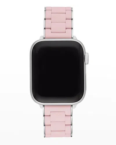 Michele Silicone Wrapped Stainless Steel Apple Watch Bracelet In Pink/silver