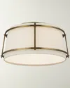 Visual Comfort Signature Callaway Small Flush Mount By Carrier & Company In Hand-rubbed Ab With Linen Shade And Frosted Acrylic Diffuser