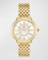 Michele Serein Mid Non Diamond Gold-plated Watch With White Sunray Dial In White/gold