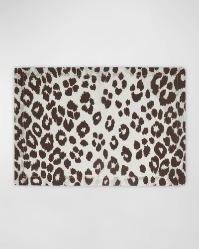 Matouk Schumacher Iconic Leopard Placemats, Set Of 4 In Cinder