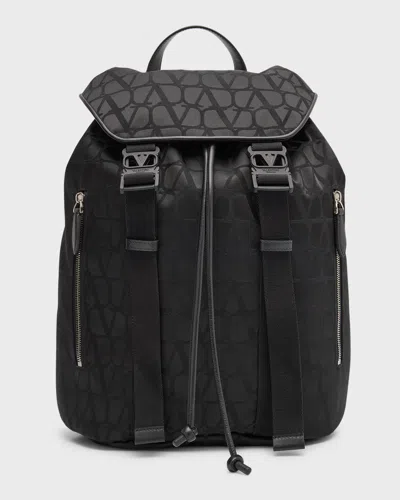 Valentino Garavani Men's Toile Iconographe Backpack In Nero