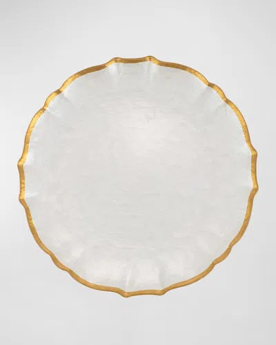 Vietri Baroque Glass Dinner Plate In White