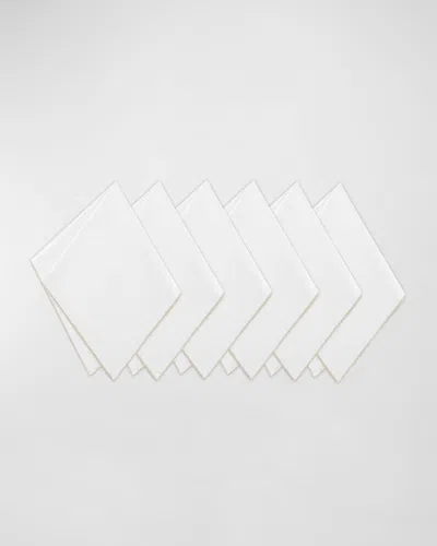 Home Treasures Aiden Linen Dinner Napkins, Set Of 6 In White