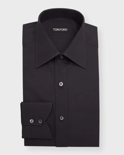 Tom Ford Men's Cotton Dress Shirt In Black