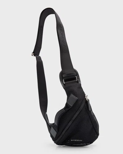 Givenchy G-zip Leather-trimmed Nylon Belt Bag In Black