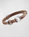 Pagerie Clyde Leather Collar In Walnut