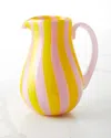 Neiman Marcus Stripe Pitcher In Pink And Yellow