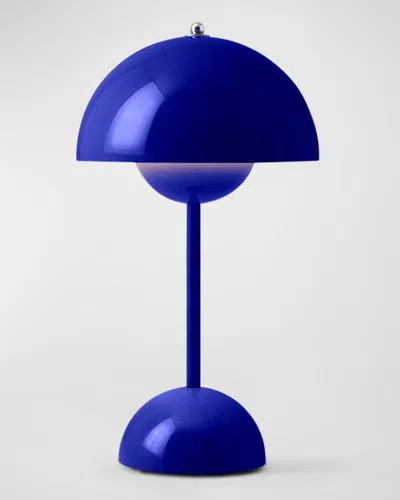 Tradition Flowerpot Portable Led Table Lamp In Cobalt Blue