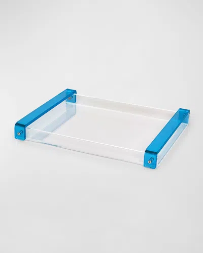 Tizo Lucite Inset-handle Tray In Turquoise