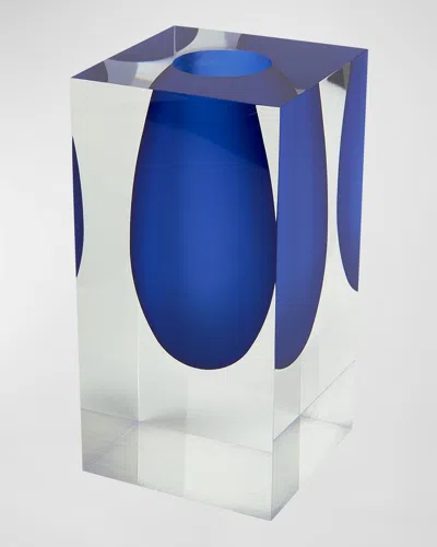 Tizo Clear Lucite Vase In Blue