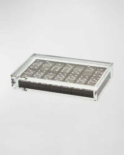 Tizo Lucite Domino Set In Clear &amp; Silver