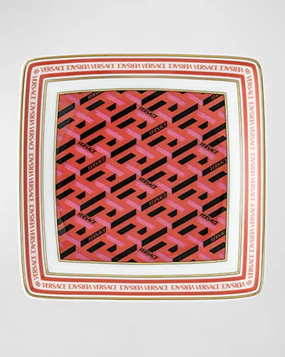 Versace La Greca Signature Mini Canape Plate In Red