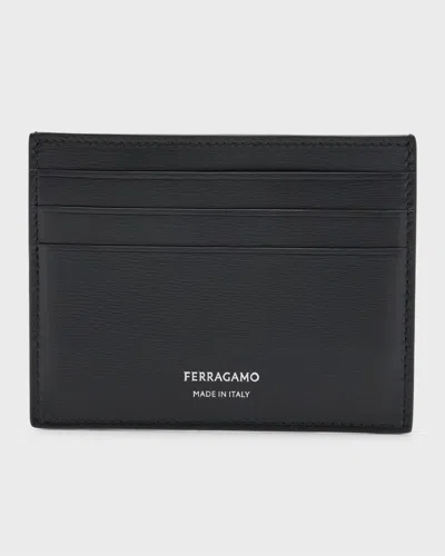 Ferragamo Classic Logo Leather Card Holder In Black