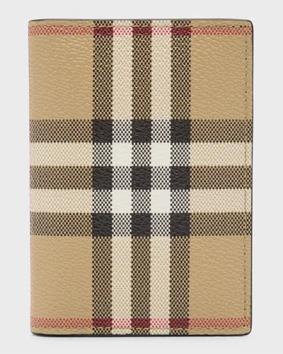 Burberry Vintage-check Leather Card Holder In Archive Beige