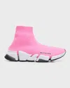 Balenciaga Speed 2.0 Logo Knit Sock Sneakers In 5901 Light Pink/white/bla