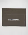 Balenciaga Men's Calfskin Cash Card Holder In Kaki