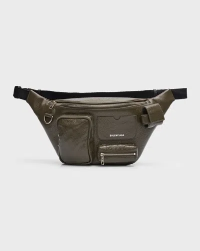 Balenciaga Superbusy Leather Belt Bag In Green