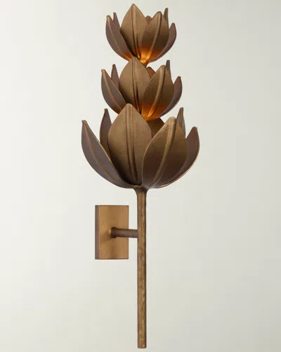Visual Comfort Signature Alberto Three-tier Sconce By Julie Neill In Bronze Leaf