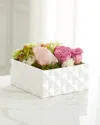 T & C Floral Company Square Faux Floral Arrangement With Preserved Roses In Ceramic Box - 9" In Pink/rose Quartz