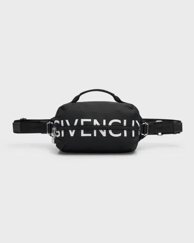 Givenchy Men's G-zip Nylon Crossbody Belt Bag In Black/white