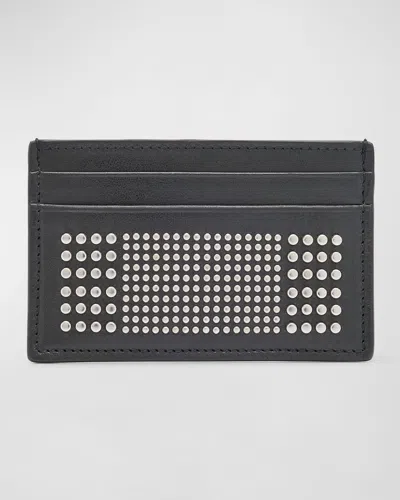 Alexander Mcqueen Men's Studded Leather Card Holder In Black