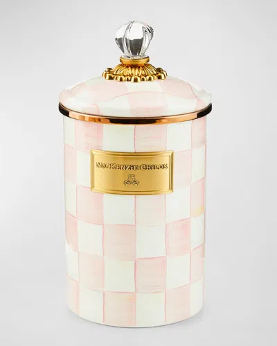 Mackenzie-childs Rosy Check Enamel Large Canister In Pink